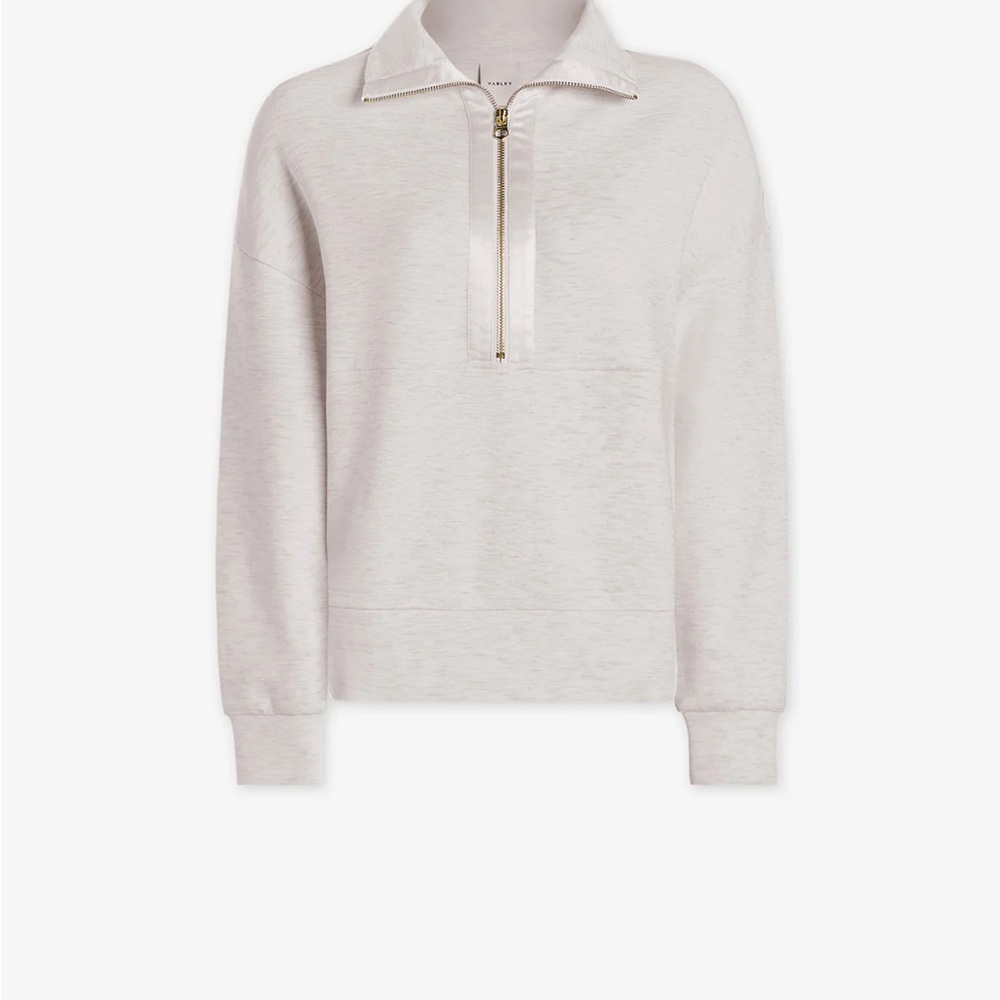 Women's Cream Sweater with Zip Collar